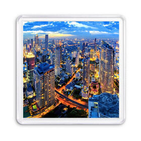 Магнит 55*55 с принтом Таиланд в Тюмени, Пластик | Размер: 65*65 мм; Размер печати: 55*55 мм | Тематика изображения на принте: architecture | bangkok | city | lights | night | sky | skyscrapers | sunset | thailand | архитектура | бангкок | город | закат | небо | ночь | огни | таиланд