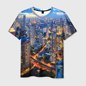 Мужская футболка 3D с принтом Таиланд в Тюмени, 100% полиэфир | прямой крой, круглый вырез горловины, длина до линии бедер | architecture | bangkok | city | lights | night | sky | skyscrapers | sunset | thailand | архитектура | бангкок | город | закат | небо | ночь | огни | таиланд