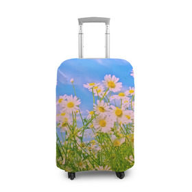 Чехол для чемодана 3D с принтом Ромашка в Тюмени, 86% полиэфир, 14% спандекс | двустороннее нанесение принта, прорези для ручек и колес | flower | лето | полевой цветок | цветочки | цветы