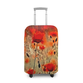 Чехол для чемодана 3D с принтом Маковое поле в Тюмени, 86% полиэфир, 14% спандекс | двустороннее нанесение принта, прорези для ручек и колес | flower | красные | лето | поле | полевой цветок | цветочки | цветы