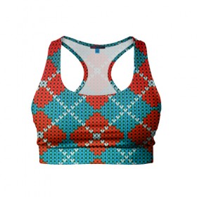 Женский спортивный топ 3D с принтом Knitting pattern в Тюмени, 82% полиэстер, 18% спандекс Ткань безопасна для здоровья, позволяет коже дышать, не мнется и не растягивается |  | вязаный | рождество | свитер | текстура
