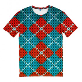 Мужская футболка 3D с принтом Knitting pattern в Тюмени, 100% полиэфир | прямой крой, круглый вырез горловины, длина до линии бедер | Тематика изображения на принте: вязаный | рождество | свитер | текстура