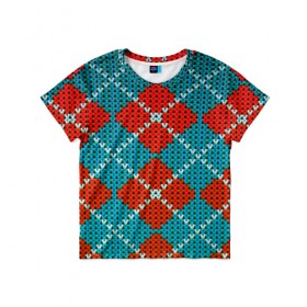 Детская футболка 3D с принтом Knitting pattern в Тюмени, 100% гипоаллергенный полиэфир | прямой крой, круглый вырез горловины, длина до линии бедер, чуть спущенное плечо, ткань немного тянется | вязаный | рождество | свитер | текстура