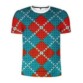 Мужская футболка 3D спортивная с принтом Knitting pattern в Тюмени, 100% полиэстер с улучшенными характеристиками | приталенный силуэт, круглая горловина, широкие плечи, сужается к линии бедра | Тематика изображения на принте: вязаный | рождество | свитер | текстура
