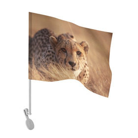 Флаг для автомобиля с принтом Гепард в Тюмени, 100% полиэстер | Размер: 30*21 см | амурский | гепард | животные | зверь | киса | кот | котенок | кошка | лев | леопард | пума | рысь | серый | тигр | тигренок | хищник