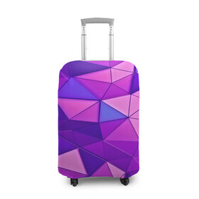 Чехол для чемодана 3D с принтом Розовые полигоны в Тюмени, 86% полиэфир, 14% спандекс | двустороннее нанесение принта, прорези для ручек и колес | абстракция | бумага | геометрия | грани | изгиб | линии | полигоны | полосы | постель | розовый | сочетания | текстура | треугольники