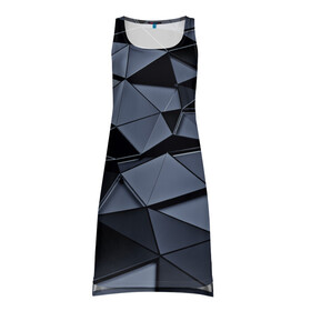 Платье-майка 3D с принтом Abstract Gray в Тюмени, 100% полиэстер | полуприлегающий силуэт, широкие бретели, круглый вырез горловины, удлиненный подол сзади. | абстракция | бумага | геометрия | грани | изгиб | линии | полигоны | полосы | постель | розовый | сочетания | текстура | треугольники