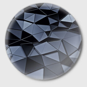 Значок с принтом Abstract Gray в Тюмени,  металл | круглая форма, металлическая застежка в виде булавки | абстракция | бумага | геометрия | грани | изгиб | линии | полигоны | полосы | постель | розовый | сочетания | текстура | треугольники
