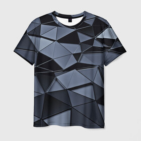 Мужская футболка 3D с принтом Abstract Gray в Тюмени, 100% полиэфир | прямой крой, круглый вырез горловины, длина до линии бедер | абстракция | бумага | геометрия | грани | изгиб | линии | полигоны | полосы | постель | розовый | сочетания | текстура | треугольники