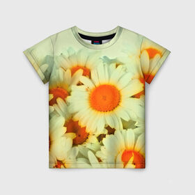 Детская футболка 3D с принтом Подсолнух в Тюмени, 100% гипоаллергенный полиэфир | прямой крой, круглый вырез горловины, длина до линии бедер, чуть спущенное плечо, ткань немного тянется | flower | лето | полевой цветок | цветочки | цветы