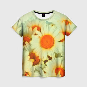 Женская футболка 3D с принтом Подсолнух в Тюмени, 100% полиэфир ( синтетическое хлопкоподобное полотно) | прямой крой, круглый вырез горловины, длина до линии бедер | Тематика изображения на принте: flower | лето | полевой цветок | цветочки | цветы