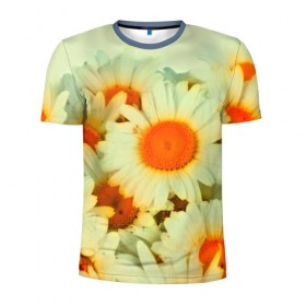 Мужская футболка 3D спортивная с принтом Подсолнух в Тюмени, 100% полиэстер с улучшенными характеристиками | приталенный силуэт, круглая горловина, широкие плечи, сужается к линии бедра | flower | лето | полевой цветок | цветочки | цветы
