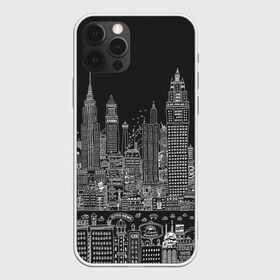 Чехол для iPhone 12 Pro Max с принтом Мегаполис в Тюмени, Силикон |  | advertising | art | black and white | city | drawing | metropolis | night | painting | skyscrapers | город | искусство | картина | мегаполис | ночь | рисунок | черно белый