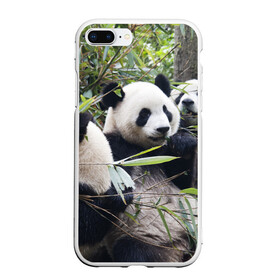 Чехол для iPhone 7Plus/8 Plus матовый с принтом Семейка панд в Тюмени, Силикон | Область печати: задняя сторона чехла, без боковых панелей | бамбук | животное | зверь | косолапый | лес | медведи | медведь | миша | мишка | мишутка | млекопитающее | панда | природа | трое