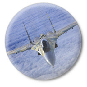 Значок с принтом Су - 35 в Тюмени,  металл | круглая форма, металлическая застежка в виде булавки | самолет