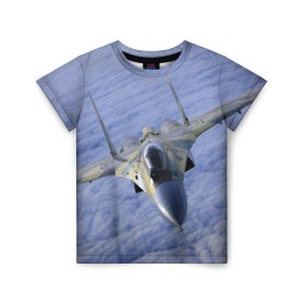 Детская футболка 3D с принтом Су - 35 в Тюмени, 100% гипоаллергенный полиэфир | прямой крой, круглый вырез горловины, длина до линии бедер, чуть спущенное плечо, ткань немного тянется | самолет