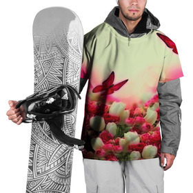 Накидка на куртку 3D с принтом Весна и бабочки в Тюмени, 100% полиэстер |  | Тематика изображения на принте: flower | цветы