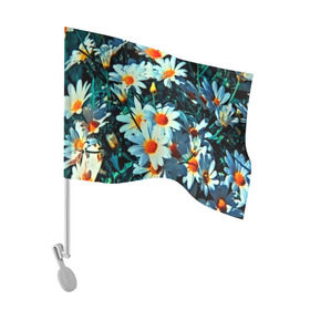 Флаг для автомобиля с принтом Полевые ромашки в Тюмени, 100% полиэстер | Размер: 30*21 см | flower | лето | полевой цветок | цветочки | цветы