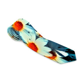 Галстук 3D с принтом Полевые ромашки в Тюмени, 100% полиэстер | Длина 148 см; Плотность 150-180 г/м2 | Тематика изображения на принте: flower | лето | полевой цветок | цветочки | цветы