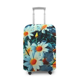 Чехол для чемодана 3D с принтом Полевые ромашки в Тюмени, 86% полиэфир, 14% спандекс | двустороннее нанесение принта, прорези для ручек и колес | flower | лето | полевой цветок | цветочки | цветы