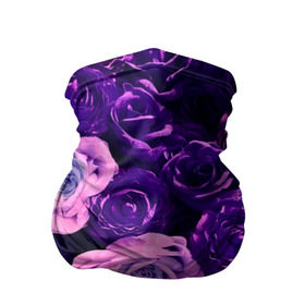 Бандана-труба 3D с принтом Фиолетовые розы в Тюмени, 100% полиэстер, ткань с особыми свойствами — Activecool | плотность 150‒180 г/м2; хорошо тянется, но сохраняет форму | Тематика изображения на принте: flower | прикцветочки | розы | цветы