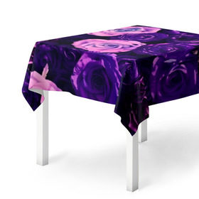 Скатерть 3D с принтом Фиолетовые розы в Тюмени, 100% полиэстер (ткань не мнется и не растягивается) | Размер: 150*150 см | flower | прикцветочки | розы | цветы