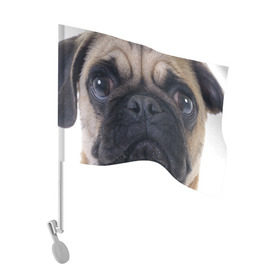 Флаг для автомобиля с принтом Мопс в Тюмени, 100% полиэстер | Размер: 30*21 см | бульдог | мопс | мопсик | мопсы | пес | песик | песики | собака | собаки | собачка