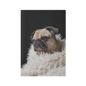Обложка для паспорта матовая кожа с принтом Мопс в Тюмени, натуральная матовая кожа | размер 19,3 х 13,7 см; прозрачные пластиковые крепления | Тематика изображения на принте: бульдог | мопс | мопсик | мопсы | пес | песик | песики | собака | собаки | собачка