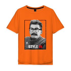 Мужская футболка хлопок Oversize с принтом Style in в Тюмени, 100% хлопок | свободный крой, круглый ворот, “спинка” длиннее передней части | stalin | сталин