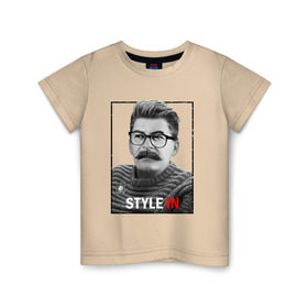 Детская футболка хлопок с принтом Style in в Тюмени, 100% хлопок | круглый вырез горловины, полуприлегающий силуэт, длина до линии бедер | Тематика изображения на принте: stalin | сталин