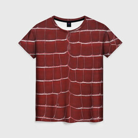 Женская футболка 3D с принтом Камуфляж змеиная кожа, красный в Тюмени, 100% полиэфир ( синтетическое хлопкоподобное полотно) | прямой крой, круглый вырез горловины, длина до линии бедер | змея | кожа | красная | красный | прикрытие | чешуя