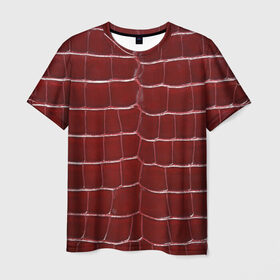 Мужская футболка 3D с принтом Камуфляж змеиная кожа, красный в Тюмени, 100% полиэфир | прямой крой, круглый вырез горловины, длина до линии бедер | змея | кожа | красная | красный | прикрытие | чешуя