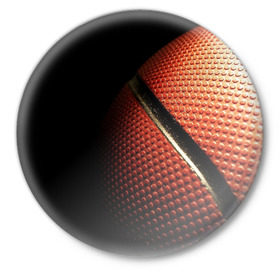 Значок с принтом Баскетбольный мяч в Тюмени,  металл | круглая форма, металлическая застежка в виде булавки | баскетбол | мяч | оранжевый | спорт | стритбол