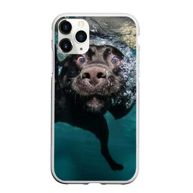 Чехол для iPhone 11 Pro матовый с принтом Пес дайвер в Тюмени, Силикон |  | вода | гребет | дайвер | животное | купается | лапы | нос | пес | плавец | плывет | под водой | прикольный | пузыри | смешной | собака | щенок
