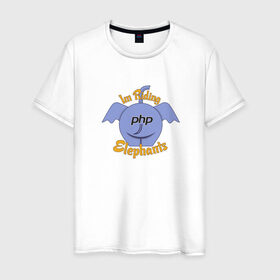 Мужская футболка хлопок с принтом PHP-2 в Тюмени, 100% хлопок | прямой крой, круглый вырез горловины, длина до линии бедер, слегка спущенное плечо. | it | php | programming