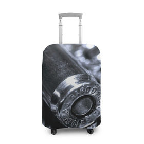 Чехол для чемодана 3D с принтом Гильзы в Тюмени, 86% полиэфир, 14% спандекс | двустороннее нанесение принта, прорези для ручек и колес | война | гильза | патрон | пистолет | пуля | стрельба