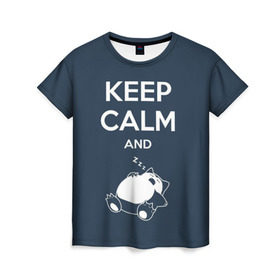 Женская футболка 3D с принтом Keep calm and zzz в Тюмени, 100% полиэфир ( синтетическое хлопкоподобное полотно) | прямой крой, круглый вырез горловины, длина до линии бедер | cat | cute | keep calm | sleep | zzz | будь спокоен | кот | котик | кошак | милый | с надписью | спящий