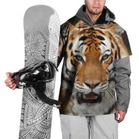 Накидка на куртку 3D с принтом Тигр в Тюмени, 100% полиэстер |  | дикая кошка | клыки | кошка | пасть | сафари | тигр | хищник