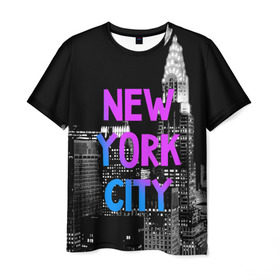 Мужская футболка 3D с принтом Нью-Йорк в Тюмени, 100% полиэфир | прямой крой, круглый вырез горловины, длина до линии бедер | Тематика изображения на принте: america | capital | city | lights | new york | night | skyscrapers | tourism | usa | америка | город | ночь | нью йорк | огни | столица | сша | туризм