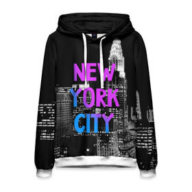 Мужская толстовка 3D с принтом Нью-Йорк в Тюмени, 100% полиэстер | двухслойный капюшон со шнурком для регулировки, мягкие манжеты на рукавах и по низу толстовки, спереди карман-кенгуру с мягким внутренним слоем. | america | capital | city | lights | new york | night | skyscrapers | tourism | usa | америка | город | ночь | нью йорк | огни | столица | сша | туризм