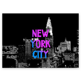 Поздравительная открытка с принтом Нью-Йорк в Тюмени, 100% бумага | плотность бумаги 280 г/м2, матовая, на обратной стороне линовка и место для марки
 | Тематика изображения на принте: america | capital | city | lights | new york | night | skyscrapers | tourism | usa | америка | город | ночь | нью йорк | огни | столица | сша | туризм