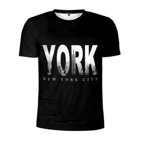 Мужская футболка 3D спортивная с принтом Нью-Йорк в Тюмени, 100% полиэстер с улучшенными характеристиками | приталенный силуэт, круглая горловина, широкие плечи, сужается к линии бедра | america | capital | city | lights | new york | night | skyscrapers | tourism | usa | америка | город | ночь | нью йорк | огни | столица | сша | туризм
