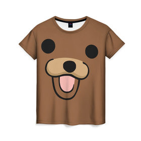 Женская футболка 3D с принтом Медведь в Тюмени, 100% полиэфир ( синтетическое хлопкоподобное полотно) | прямой крой, круглый вырез горловины, длина до линии бедер | интернет | клевый | медведь | мем | мишка | мишки | прикол | прикольный | смешной | шутка