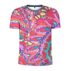 Мужская футболка 3D спортивная с принтом Рыбки в Тюмени, 100% полиэстер с улучшенными характеристиками | приталенный силуэт, круглая горловина, широкие плечи, сужается к линии бедра | абстракция | краски | психо | психоделический | цвета