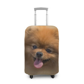 Чехол для чемодана 3D с принтом Шпиц в Тюмени, 86% полиэфир, 14% спандекс | двустороннее нанесение принта, прорези для ручек и колес | shpic | животные | мордочка | пёс | рыжий | собака | собачка | язык