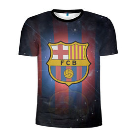 Мужская футболка 3D спортивная с принтом Я фанат fc Barcelona! в Тюмени, 100% полиэстер с улучшенными характеристиками | приталенный силуэт, круглая горловина, широкие плечи, сужается к линии бедра | barcelona | fc | барса | барселона | футбол