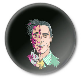 Значок с принтом Американский психопат в Тюмени,  металл | круглая форма, металлическая застежка в виде булавки | american psycho | американский психопат