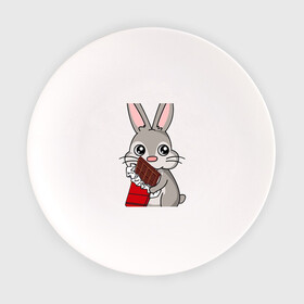 Тарелка с принтом Любитель шоколада в Тюмени, фарфор | диаметр - 210 мм
диаметр для нанесения принта - 120 мм | животные | заяц | кролик | пасха | шоколад | юмор