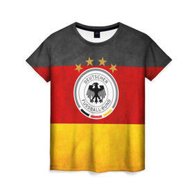 Женская футболка 3D с принтом Сборная Германии в Тюмени, 100% полиэфир ( синтетическое хлопкоподобное полотно) | прямой крой, круглый вырез горловины, длина до линии бедер | germany | германия | футбольная форма