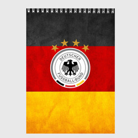 Скетчбук с принтом Сборная Германии в Тюмени, 100% бумага
 | 48 листов, плотность листов — 100 г/м2, плотность картонной обложки — 250 г/м2. Листы скреплены сверху удобной пружинной спиралью | Тематика изображения на принте: germany | германия | футбольная форма